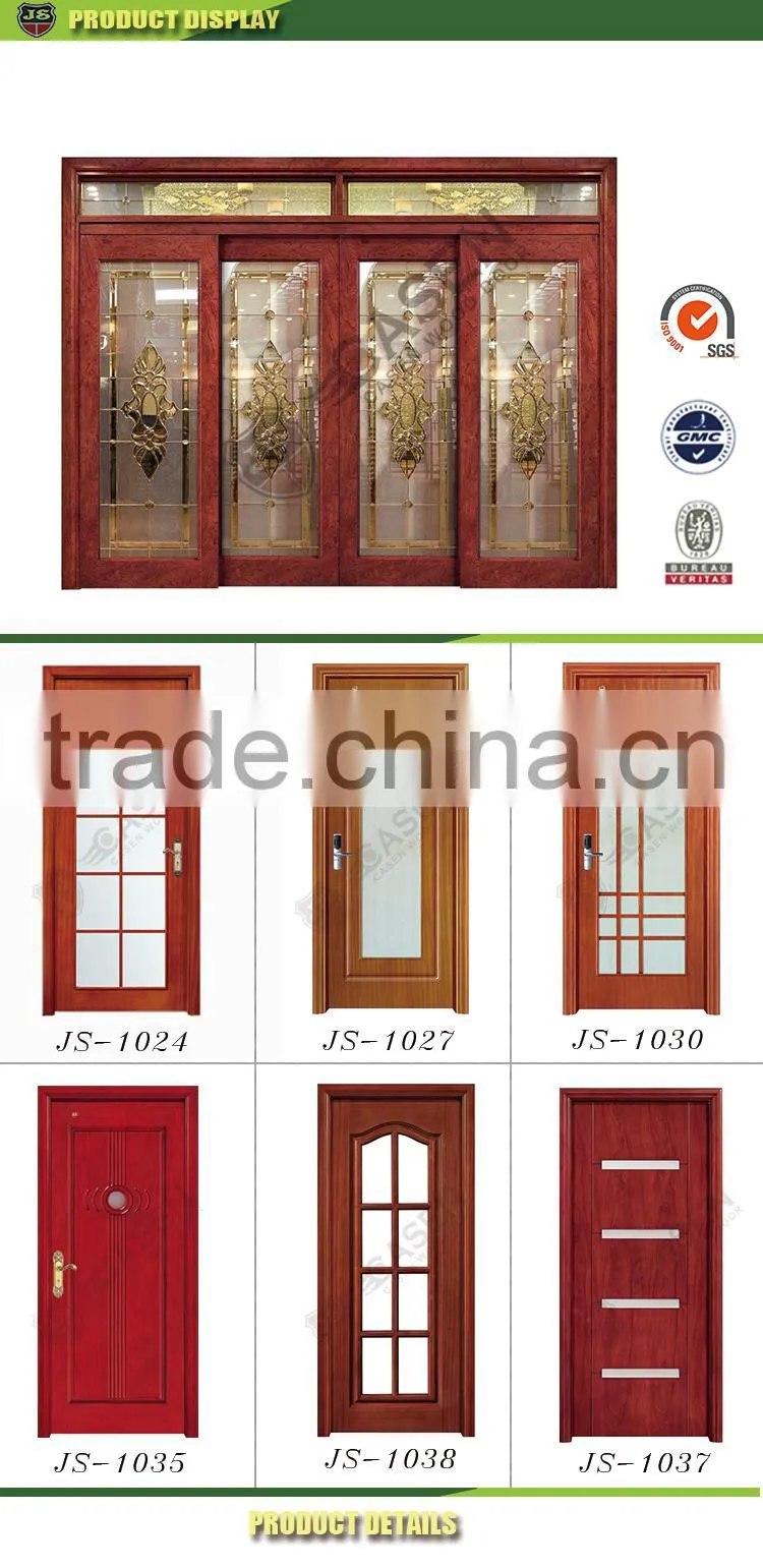 Interior gold plated large art glass french multi wood sliding doors