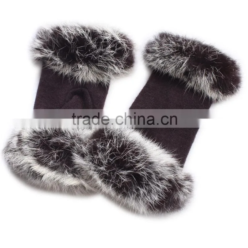 faux fur cashmere fingerless gloves