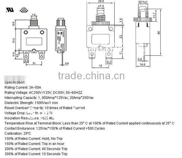 FILN Wp-01 Circuit Breakers Silver Contact point 10A 6A Plastic overload protector Switch With waterproof cover