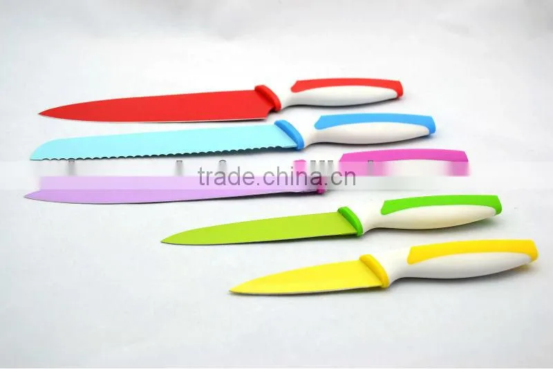5pcs Non-stick stainless steel Color kitchen Knife Set