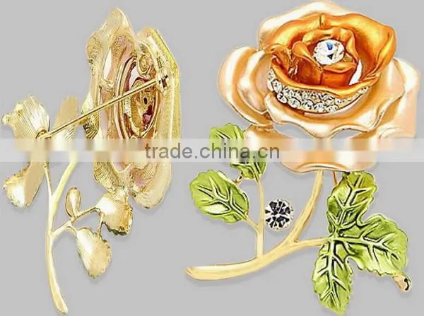 2015 hottest Purple Red Charmpagne Rose Flower Pin Brooch