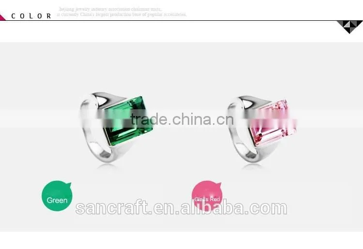 Austrian crystal two color retaining single stone finger one stone ring designs