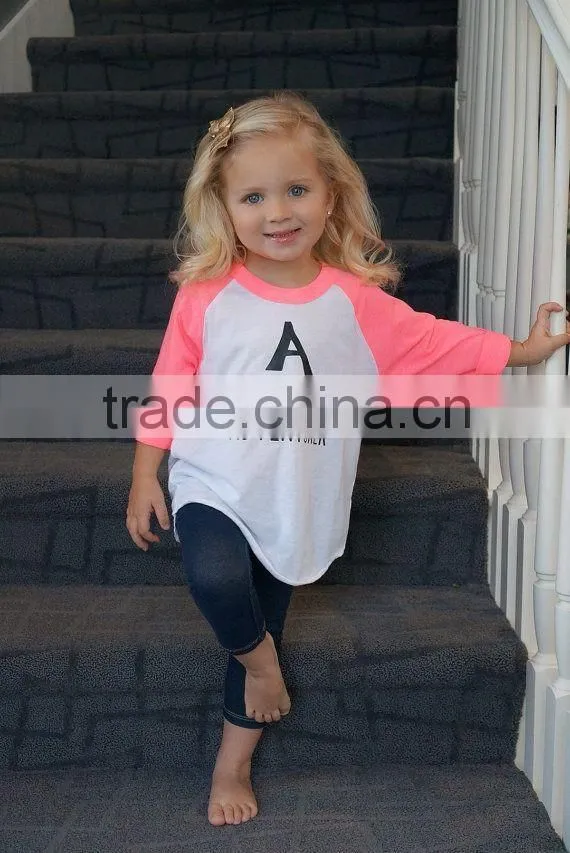 Digitally Printed round-neck baby girls Tee Shirts Customized children relgan tee shirt