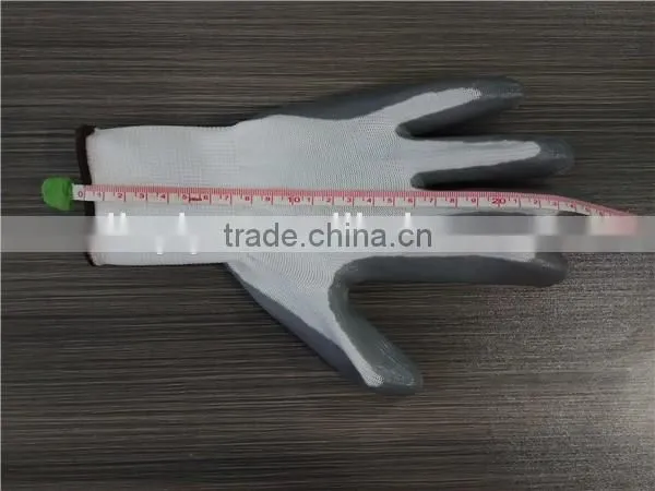 High quality 13 gauge 45g 10' gray nitrile coated white nylon industrial working glove