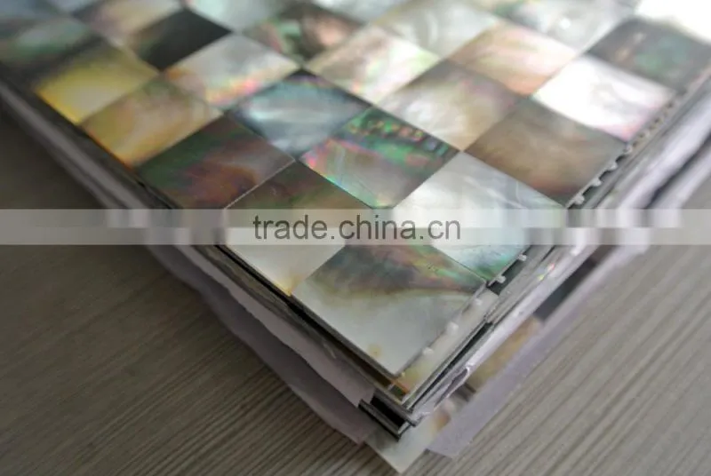 Blacklip mother of pearl mosaic, seamless on mehs,bathroom wall tile