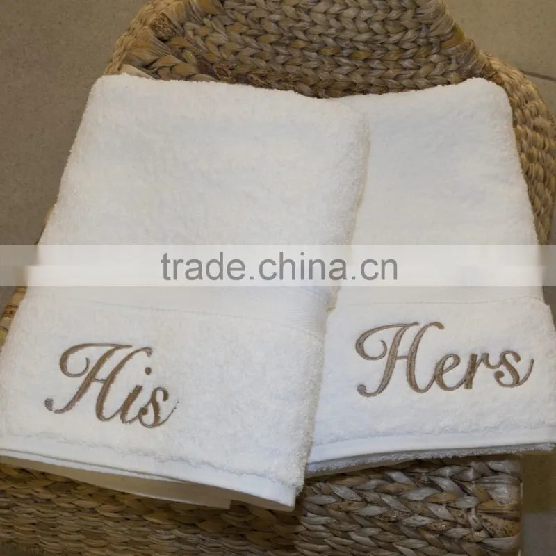 china wholesale personal Monogrammed custom embroided his and hers bath towels