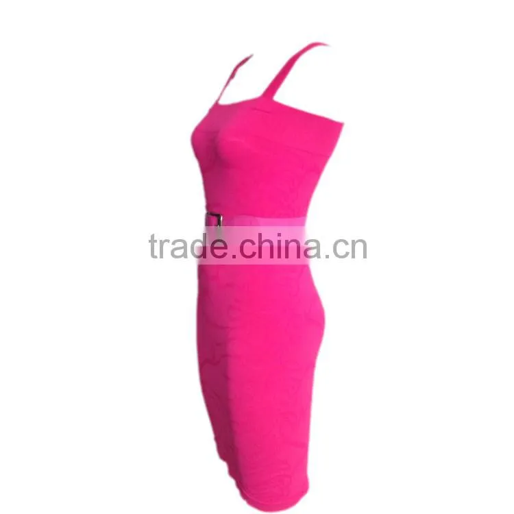 Slim Sexy Nude Fitness Women Dresses with Belt