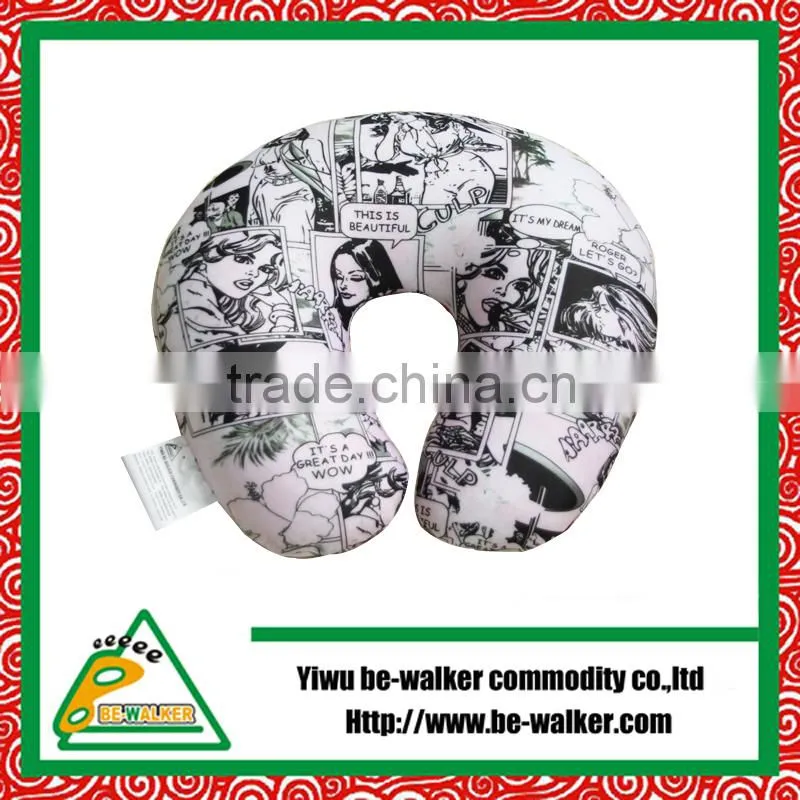 Soft plush Solid travel neck pillow with button filling fiber