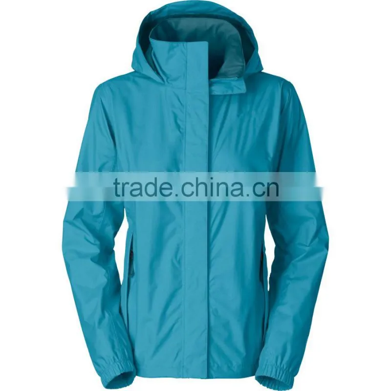 Hooded lightweight women's plain rain jacket