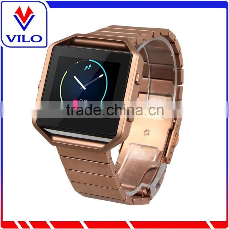 Stainless Steel Bracelet Strap bands with Metal Frame Housing for Fitbit Blaze Smart Fitness Watch