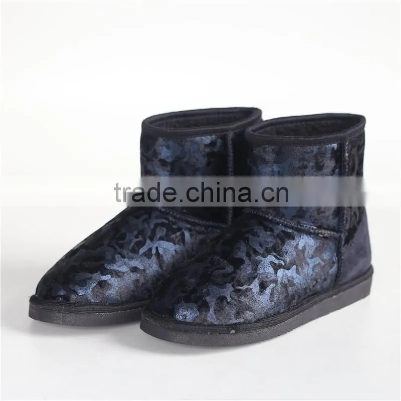 Ladies microsuede with print slipper boot