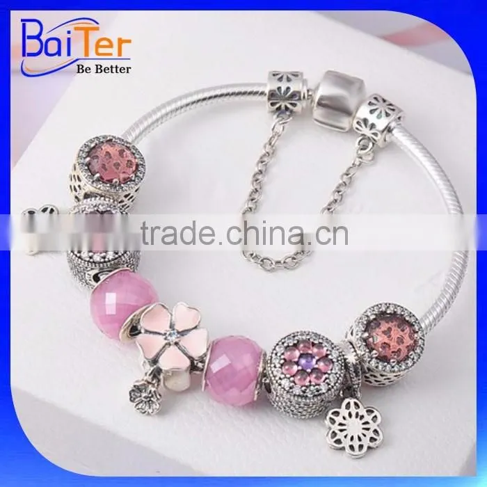 Custom Wholesale Antique European Style Snake Chain 925 Sterling Silver Vintage Bead Charm Bracelet For Women