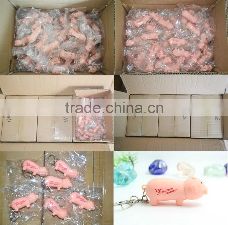 Kids Promotional Items Led Sound Little Pig Keychain,Led Pig Key Ring,Led Pig Key Chain
