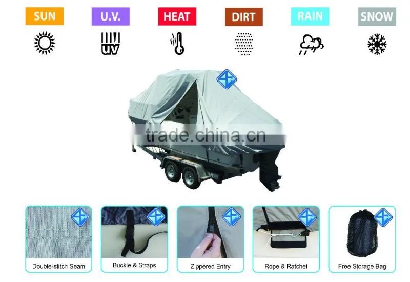 17'6" - 18'5" x 102" Trailerable T-Top Boat Cover