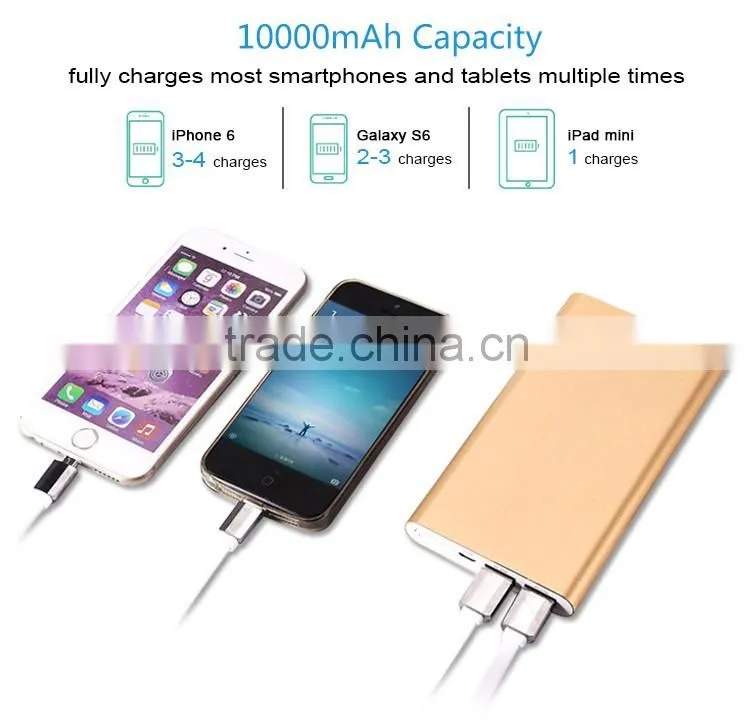 CE FCC ROHS metal materail thin10000mah qc3.0 power bank with custom logo