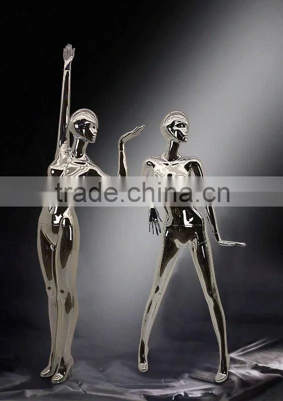 Full body chromed mannequin for female, European sexy dummies