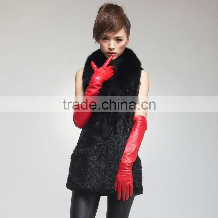 reversible ornament red classic long driving leather gloves