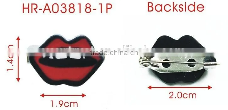 Red Lip With White Teeth Rhodium Safety Clothing Custom Metal Badge Pin