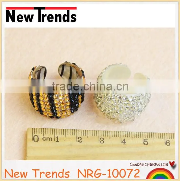 Fashion punk animal print ring with rhinestone