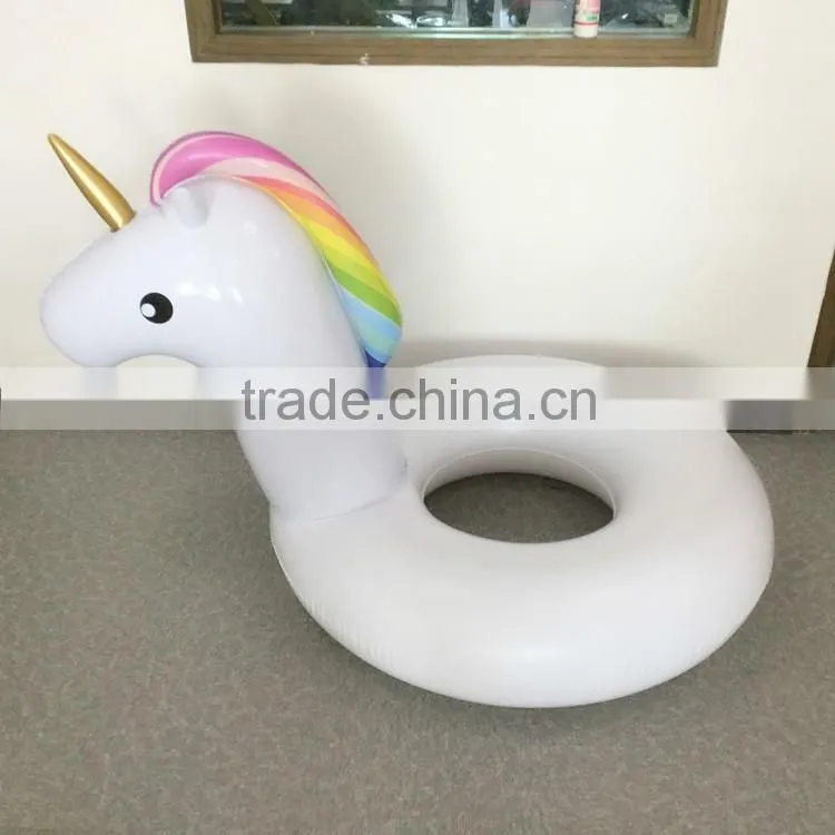 wholesale cute rainbow color unicorn swim ring float