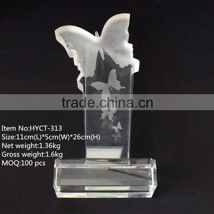 Hot selling crystal butterfly trophy for sale