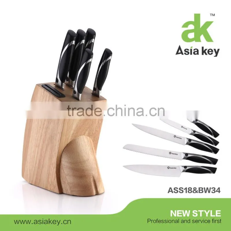 Sharp blade knife set for kitchen wooden handle acrylic block