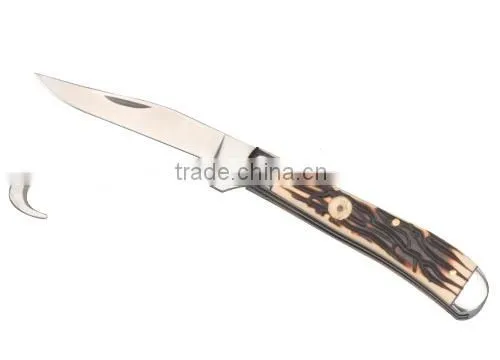 Knife Blade With Hook Bone Handle Hunting Knife
