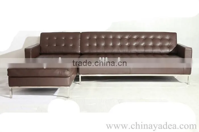 modern design leather florence knoll style corner sofa with chaise lounge