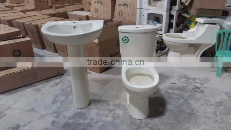 bathroom wc toilet bowl two piece toilets ceramic washdown Strap Ptrap toilet with basin colorful toilet Sri Lanka market Y805