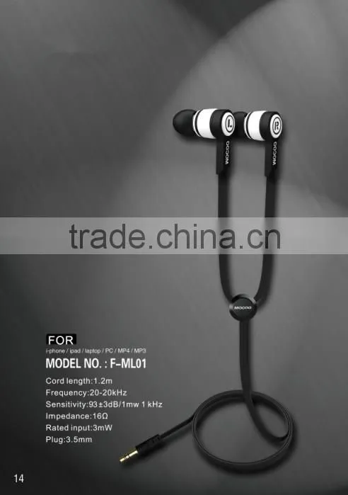 factory supply cheap earphone with MIC and volume control