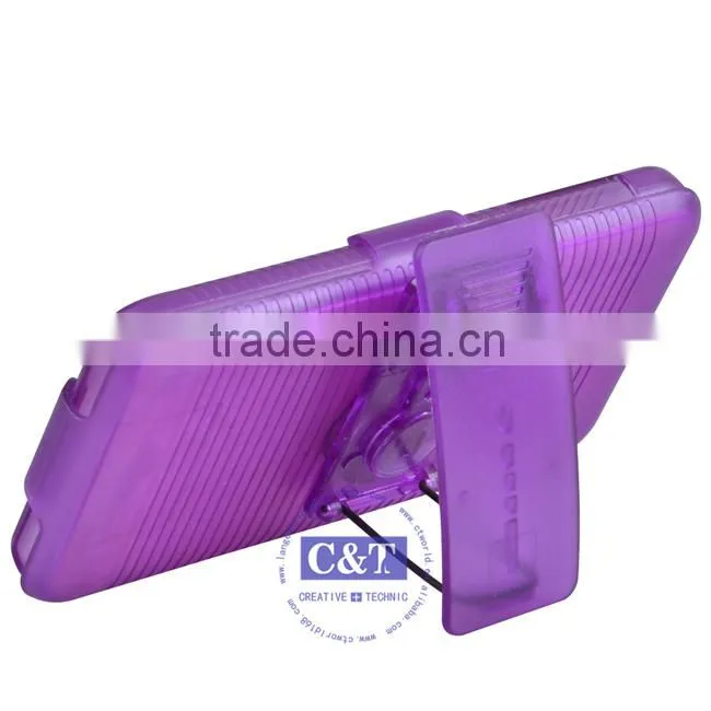 C&T Purple Hard Soft Gel Dual Layer Holster Cover Case for LG Escape P870