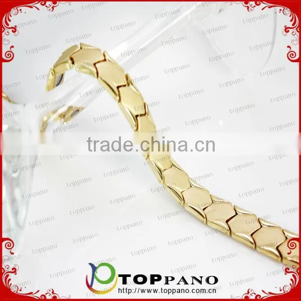 custom engraved stainless steel bracelet high quality gold plated magnetic energy metal bracelet china supplier