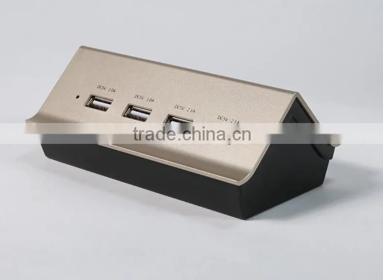 Original Remax EU Plug 4 Ports USB Goldhouse Hub Mobile Phone Charge Station Tablet Charger 4.2A Output