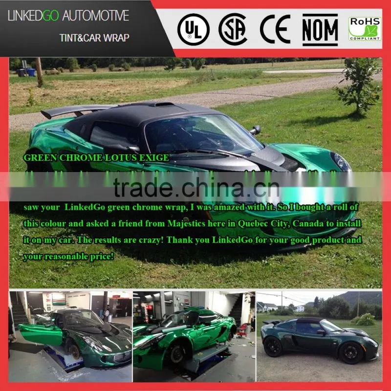 Good stretchability vinyl 1.52*20M green chrome car wrap vinyl with air bubble free wrap