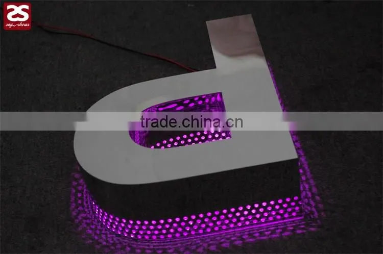 Stainless Steel Metal Letter Led Sign With bottom holes