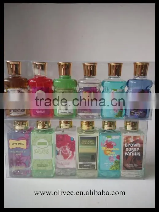 flower herbal fragrances 65ml moisturizing body gel shower gel set with PVC folded box