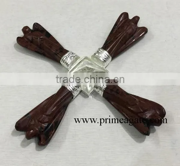 Harmonize Mahogany Obsidian 4 Angel Extender Points Crystal Pyramid Energy Generator Gemstones Reiki Healing Stone Spiritual