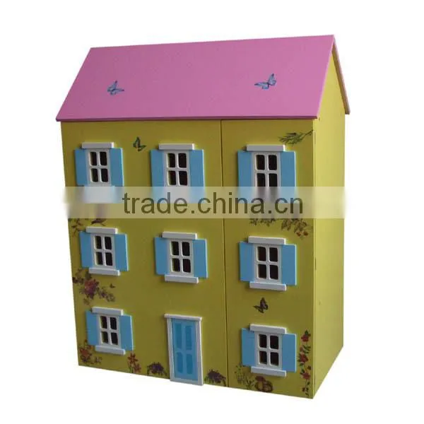 3-Storied Empty Wooden Dollhouse