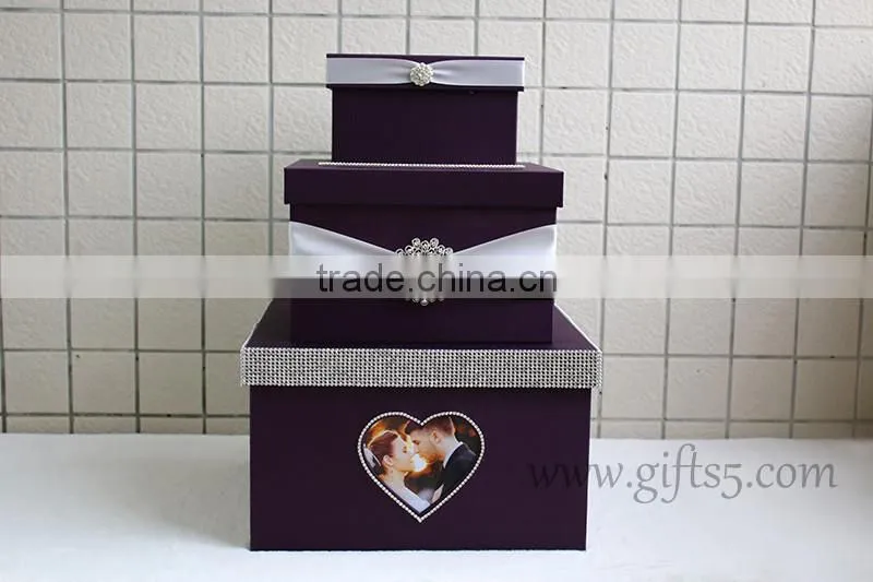 Elegant wedding card box handmade wedding box with photo frame