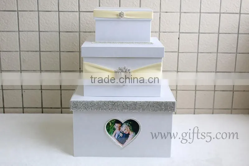 Elegant wedding fund money box with photo frame in handmade