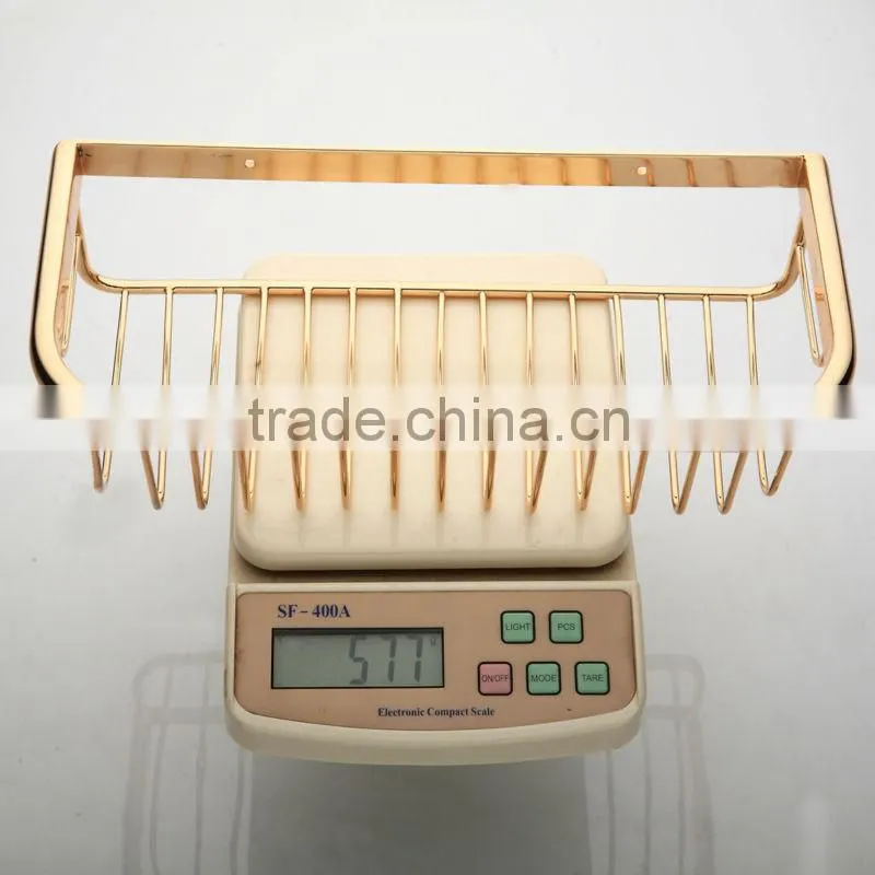Gold Royal Storage Rack, Square Brass Shower Basket,Single Tier Bathroom Accessories