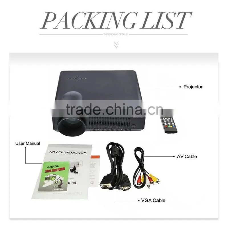 China Manufacturer Cheap 2800 Lumens Projector Support Native 1280*800,1080P with HDMI/USB/AV/VGA