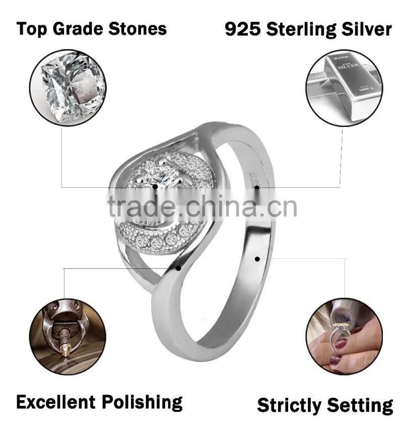 wholesale 925 sterling silver ring evil eye micro zircon pave setting ring