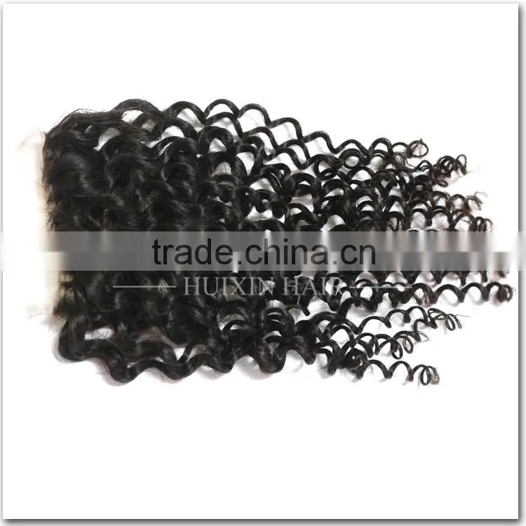 Cheap grade 6A 100% remy baby curly lace closure 4x4 brazilian hair lace closure
