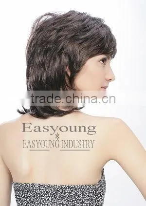 Natural Short synthetic Curly hair lace wig, lady's short wigs suppliers