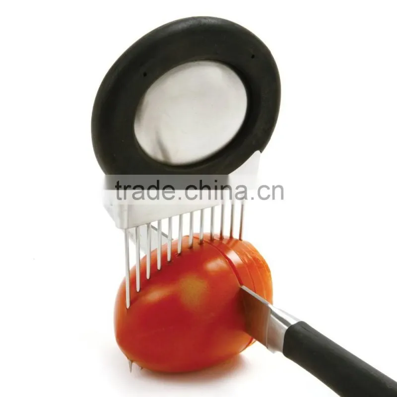 Onion Holder Vegetable Potato Cutter Slicer Gadget Stainless Steel Fork Slicing Helper Kitchen Tool Aid Gadget Cutting Chopper