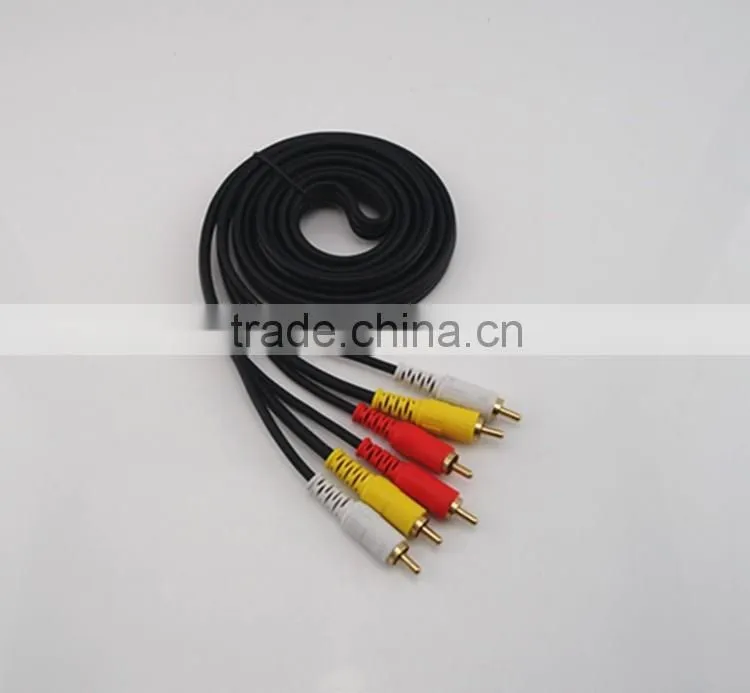 hot sale 1.8m audio cable 3RCA/M-3RCA/M six line gold plated AV cable