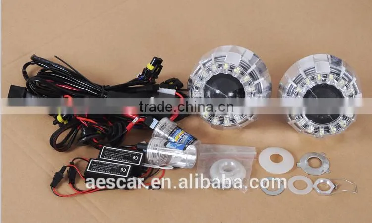 2014 Newest AES-G7 HID bixenon lens car projector headlight with Lotus LED angel eyes