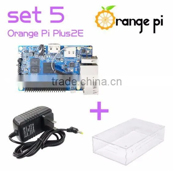 Orange Pi Plus 2E SET5: Pi Plus 2E + Power Supply +Transparent Acrylic Case Support Ubuntu Debian Beyond Raspberry