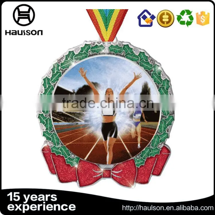 wholesale custom medals green red glitter insert photo etched zinc alloy silver plated running gold reward medal us sport medal